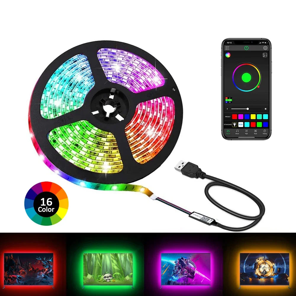 LED Strip Lights,Bluetooth APP Control 5050 RGB Led Lights,5V USB LED Strip Colorful Led Tape For TV Backlight Room Decoration