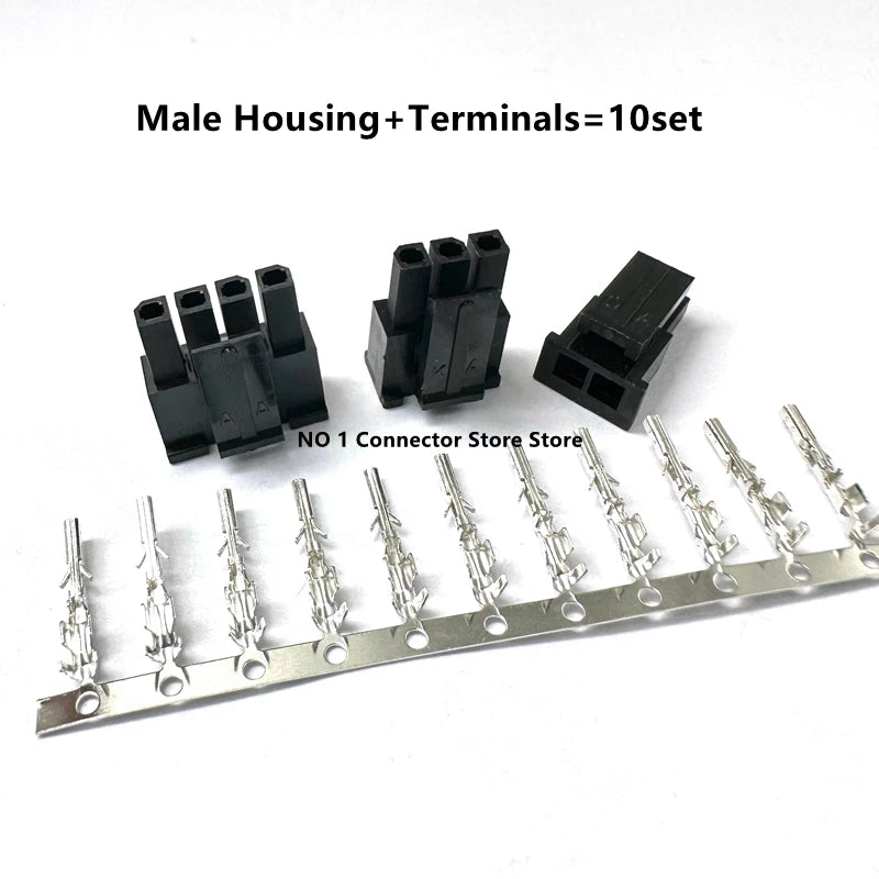 10set Mini 5557/5559 3.0mm  Pitch Connector Single Row Male/Female Housing+ Terminals 43645/43640 Micro-Fit 2/3/4/5/6Pin
