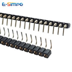 Round Hole 1x2/3-40P 2.54mm Right Angle Single Row RA Pin Header Connector PCB IC Crystal Transistor Female Tin Male Gold Socket