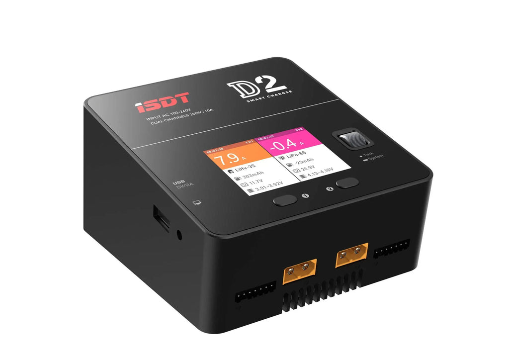 ISDT D2 Mark II Smart Balance Charger Dual Channel 200W 12A AC 100-240V For LiPo LiHV LiFe NiMH Pb RC Battery Charger