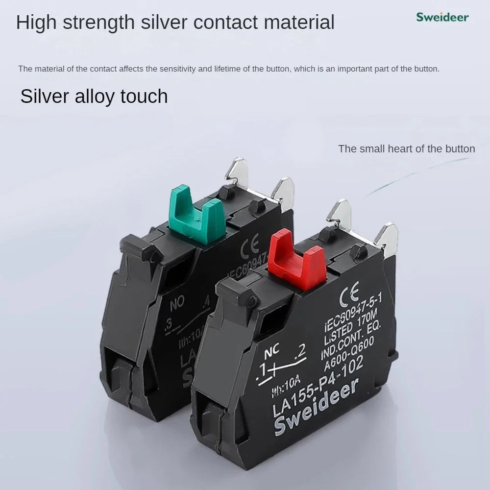 22mm Mushroom Emergency Stop Button Switch 10A XB4 Key Emergency Stop Power Push Button Switch 1NC 1NO Start Switch Red Green