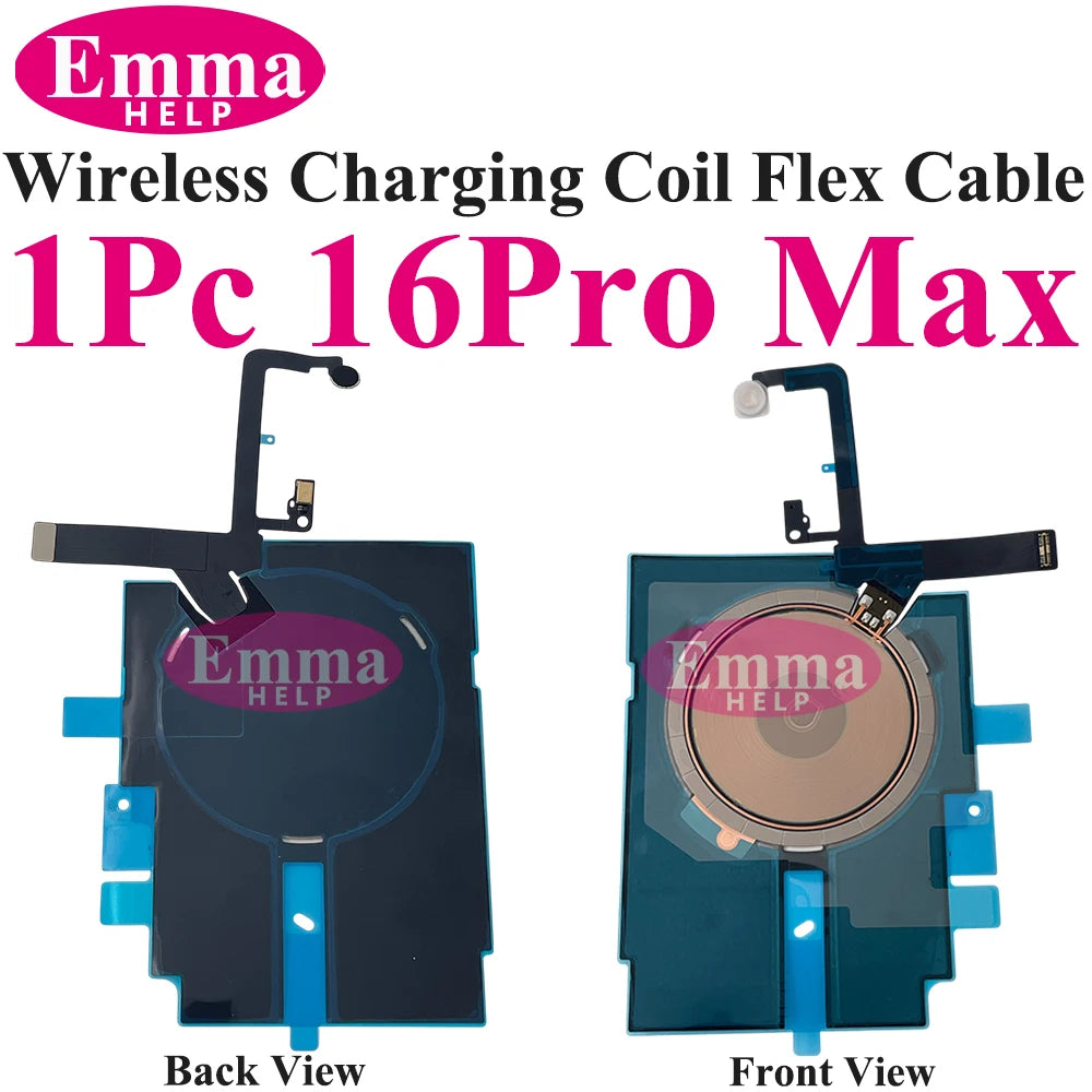 EmmaHelp 1pc For iPhone 13 Pro Max 16 14 15 8 Plus XR Wireless Charging Coil With Volume Flex Flash Charger Panel Sticker