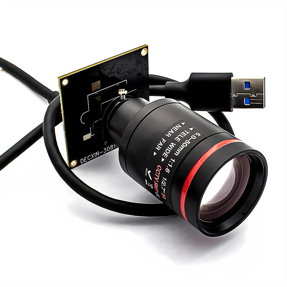 Global Shutter USB3.0 Camera 2.3MP 120FPS Plug And Play M12 Varifocal Lens 10X Zoom Video Camera for Machine Vision Live Stream