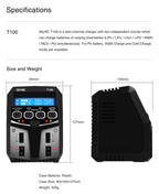 SKYRC T100 AC Lipo Battery Balance Charger Dual 5A 2X50W for 2-4S NiMH / NiCd / LiPo / LiFe / Lilon / LiHV  RC Car Charger