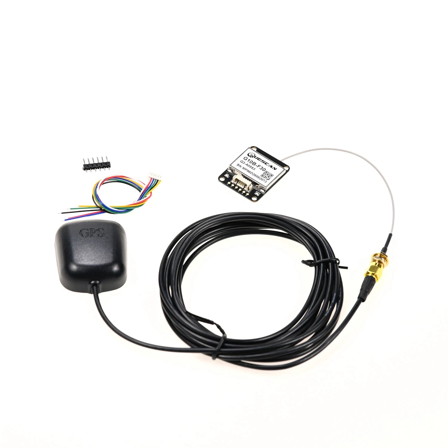 QUESCAN G10B-F30 M10 GPS GNSS Module with Active Antenna GPS GLONASS Galileo Beidou Receiver,UBX-M10050-KB,Accuracy 1.0 m,1-25Hz