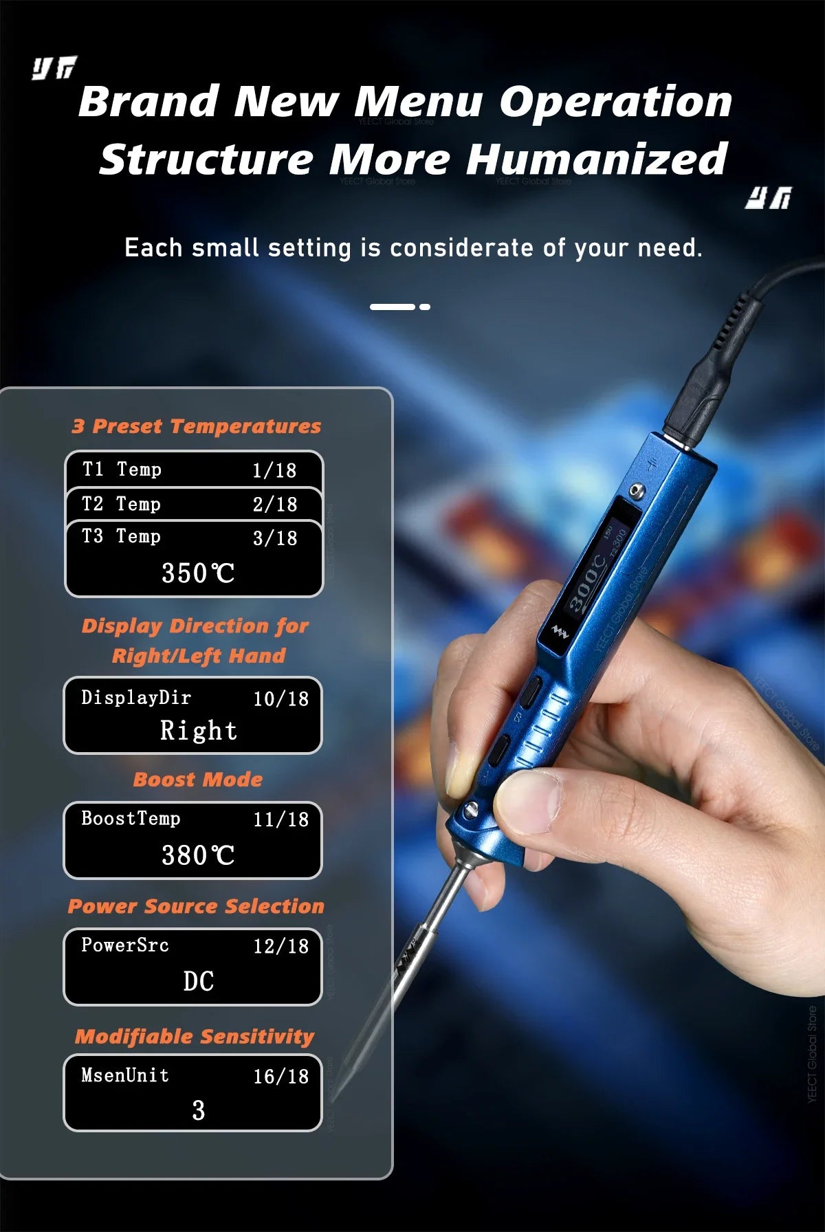 Original TS101 Soldering Iron 90W Mini Thermostat LCD Displays TS100 TS 101 Soldering Iron with PD Plug Tip Set Miniware