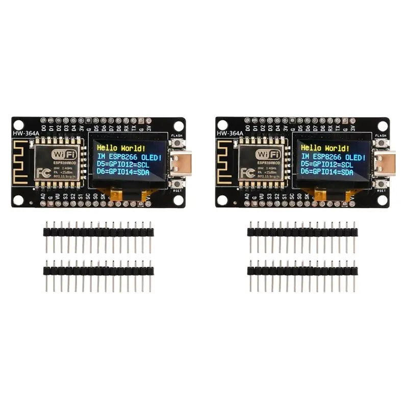 2X Nodemcu ESP8266 Development Board Serial Wifi Module CH340G With 0.96 OLED Screen For Arduino/Micropython ESP8266(A)