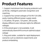 PD QC Protocol Fast Charging Decoy Module 5V 9V 12V 20V Adjustable with Indicator Light Type-C Trigger Module for DIY Electronic