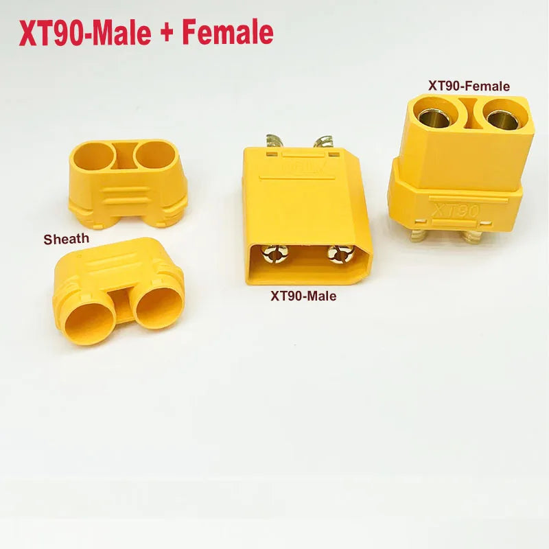 1/2/3/5pcs XT90-M XT90E-F XT90S XT90E  Male/Female Power Sockets Gold-Plated Battery Connectors Connector Sockets (Yellow/Black)