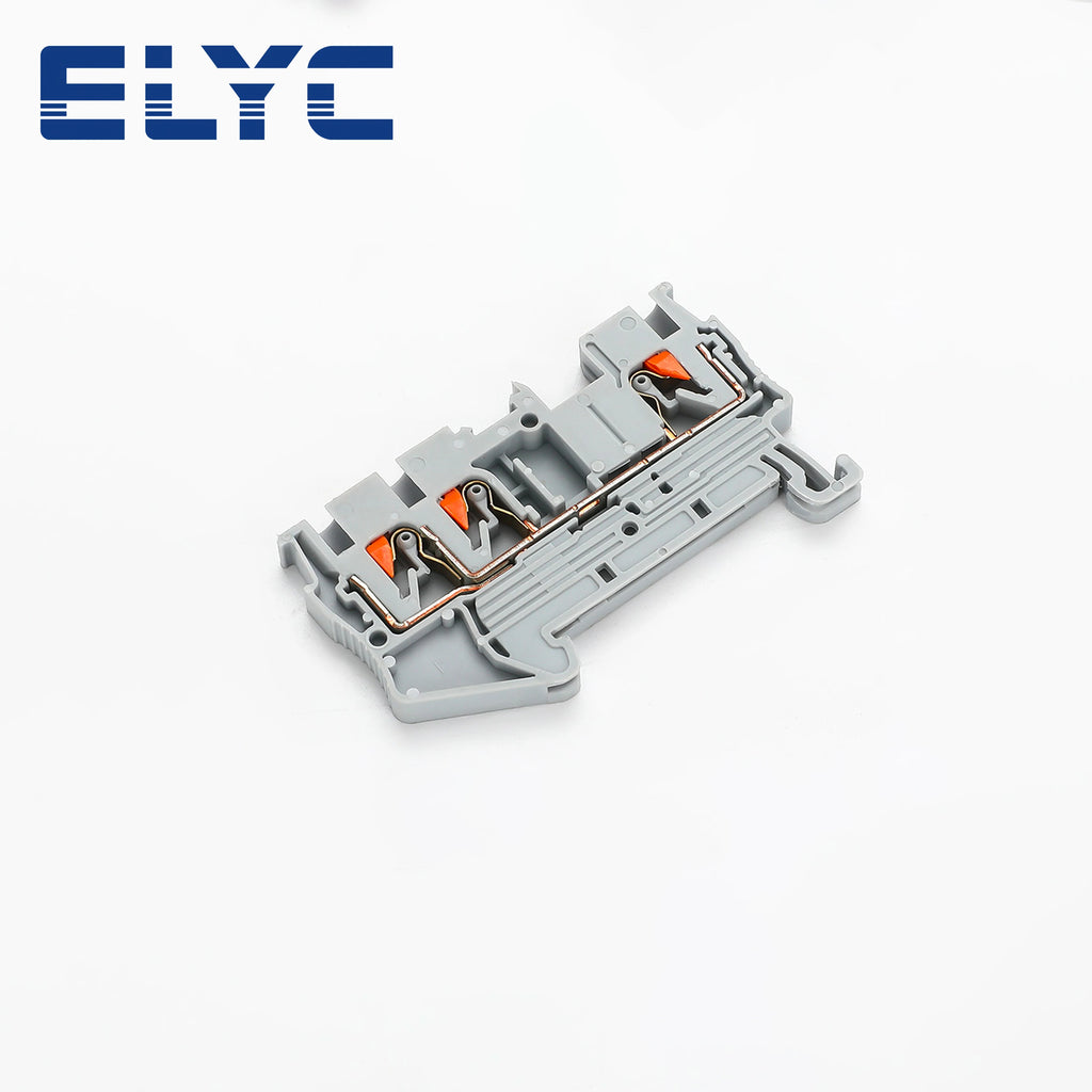 100Pcs PT2.5-TWIN Push-In Twin 3-Conductor Feed-Through Strip Wire Electrical Connector Din Rail Terminal Block PT 2.5 TW