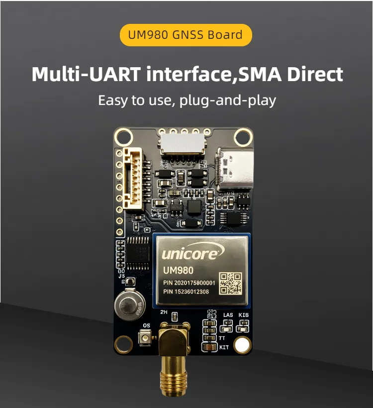 RTK UM980 High Accuracy Multi-Frequency Unicore GNSS Module VS F9P with Antenna for GPS Base Station RTK Receiver Board OEM