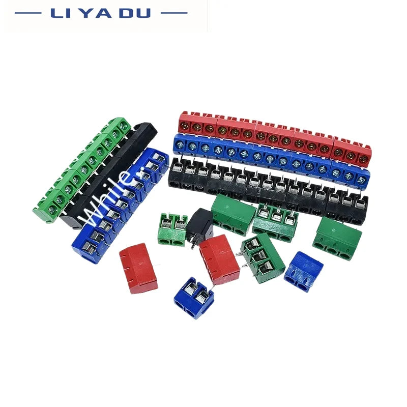 100PCS KF301-2P 3p Splicing, screw type PCB spacing 5.0 connector terminals, terminal KF301 Red, blue, green, black