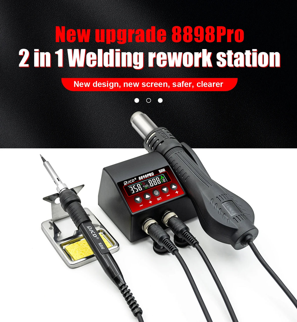 JCD 8898Pro Soldering Station 2 in 1 Hot Air Gun Solder Iron LCD Digital Display For Cell-Phone SMD BGA IC Repair Solder Tools