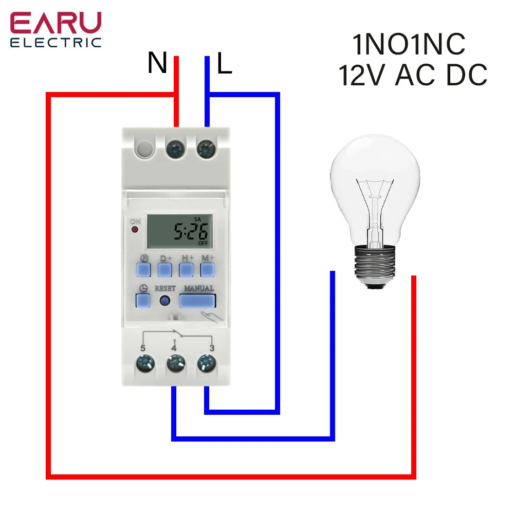 Electronic Weekly 7 Days Programmable Digital Timer Switch Relay Timer Control Din Rail THC AC 220V 230V 110V DC 12V 24V 48V 30A