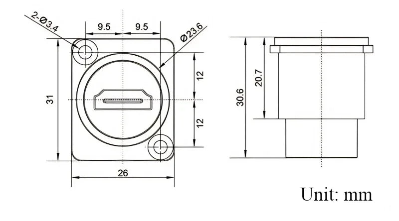 1pc Metal Round/D Type Module RJ45 CAT6&USB 2.0/3.0&Type C&HDMI-Jack Socket Through Network Panel Mounting Electronic Connector
