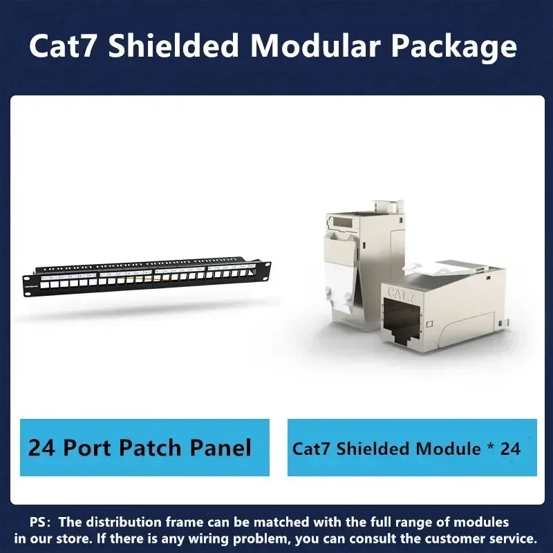 24 Port 19 inch RJ45 Patch Panel Frame Ethernet Rack Keystone Jack Coupler Cat5e Cat6 Cat6A Cat7 Network Cabinet Cable Internet