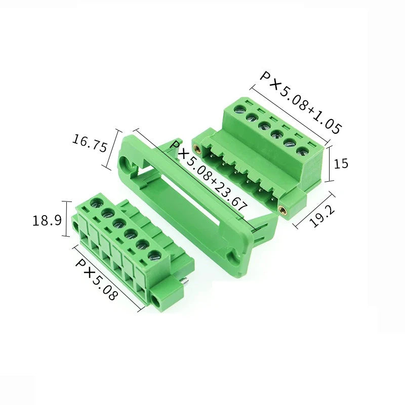 2/5 Sets 2EDGWC 5.08mm Pitch Plug-in Terminal Block, Through-Wall Welding-Free Panel Mount Connector (2P-10P)