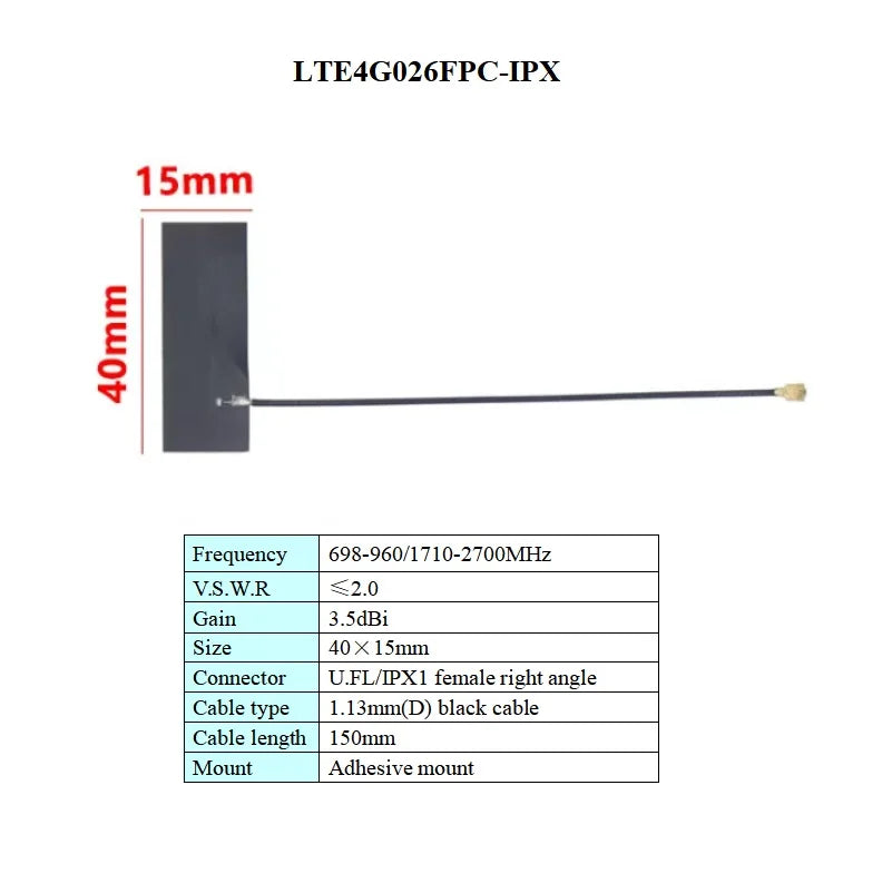 Adhesive Mount U.FL IPX Flexible 698-960/1710-2700MHz GSM 3G 4G LTE NB-IOT FPC PCB Aerial Internal Built in LTE 4G PCB Antenna