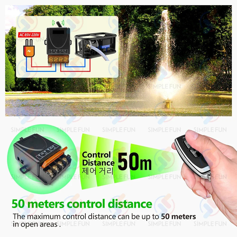RF Wireless Remote Control Light Switch 433Mhz 110V 220V 230V 30A High Power Relay,ON/OFF Transmitter,for Water Pump Lamp Fan