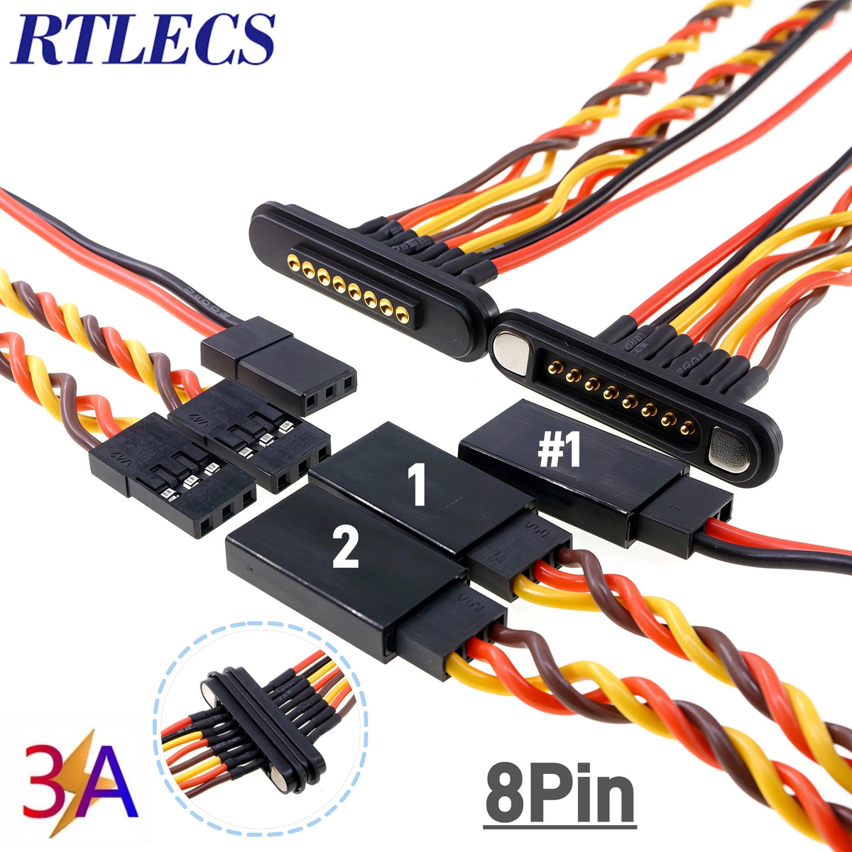 Universal Magnetic Pogo Pin Connector Set Male Female 5-9 Pins for RC Drone Car LED Strip 5-24VDC DIY Compatible with JR JST SM