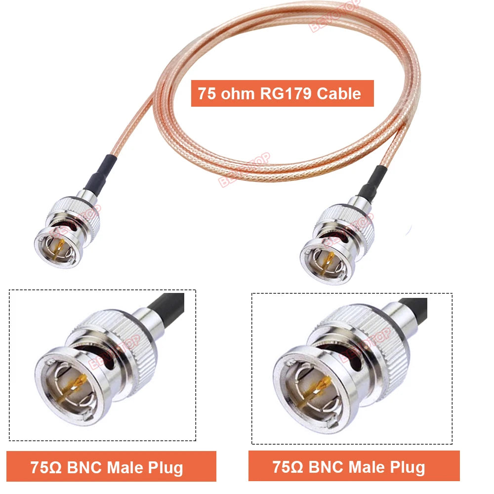 RG179 Cable 75 Ohm BNC Male Right Angle to BNC Male Plug Connector Adapter for Video Camera SDI Camcorder HD-SDI/3G-SDI/4K/8K