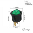 1PCS ON/OFF Round Rocker Switch LED illuminated Car 12V 24V / 6A 250V / 10A 125V 2/3/4PIN Switch 20MM