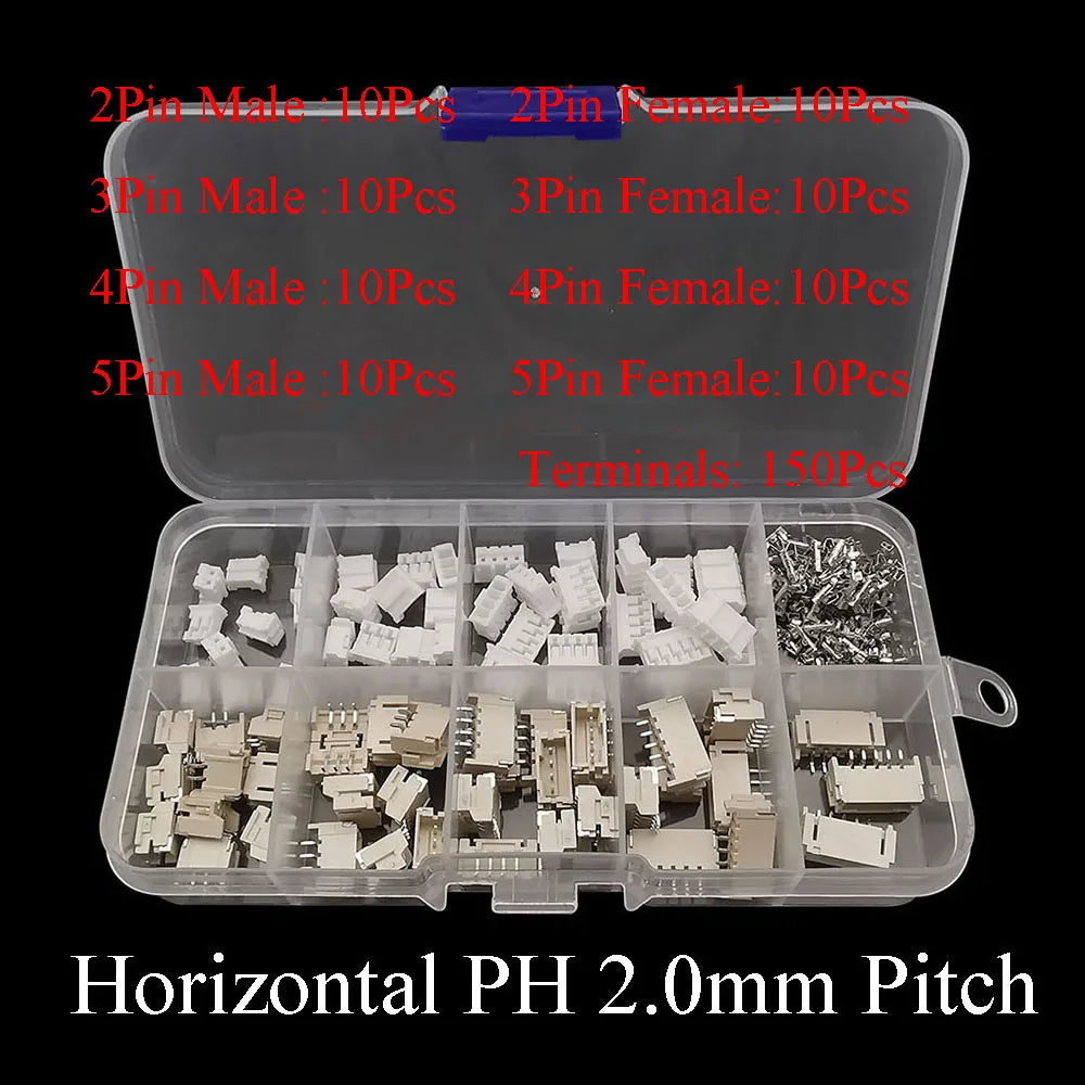 1Box SH 1.0MM/JST 1.25mm/ZH 1.5mm/PH 2.0mm/XH2.54mm/VH 3.96mm Male Plug Female Socket Housing Crimp Terminal Connector Kit