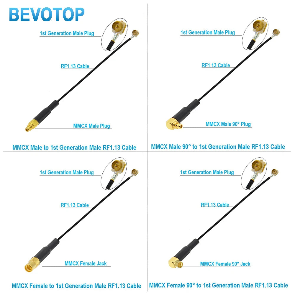 2PCS MMCX to Cable MMCX Male/Female to u.FL/RF-1 Male Plug Connector WIFI Antenna Jumper RG113 RF1.13 Pigtail