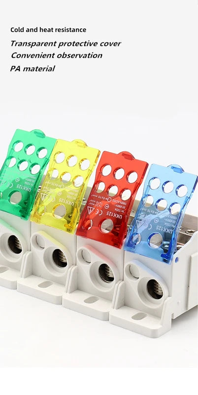 Din Rail Terminal Block UKK 80A/125A/160A/250A/400A Distribution Box One In Several Out Power Wire Electrical Connector Junction