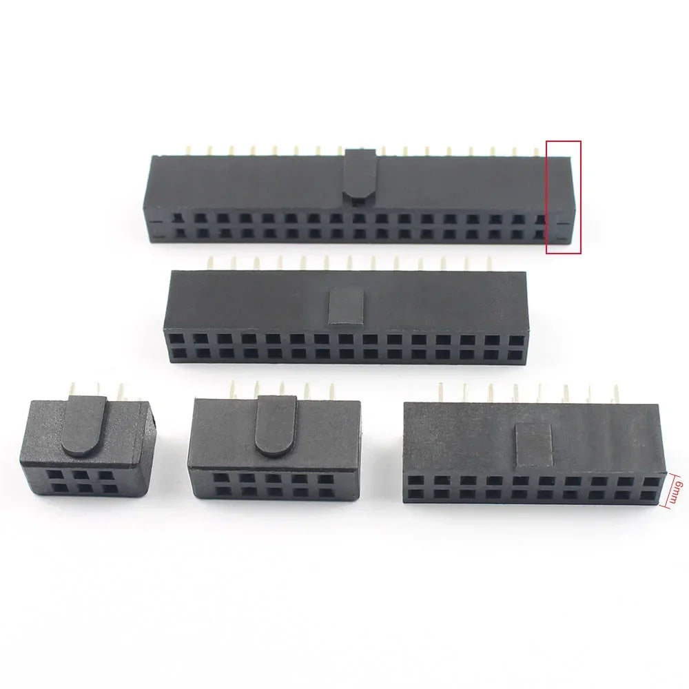 10pcs 2.54mm Pitch Female Header Strip 6/10/14/16/20/26/34/40/50 Pin Dual Straight DIP Polarizing Key Connector 6P 10P 40P 50P