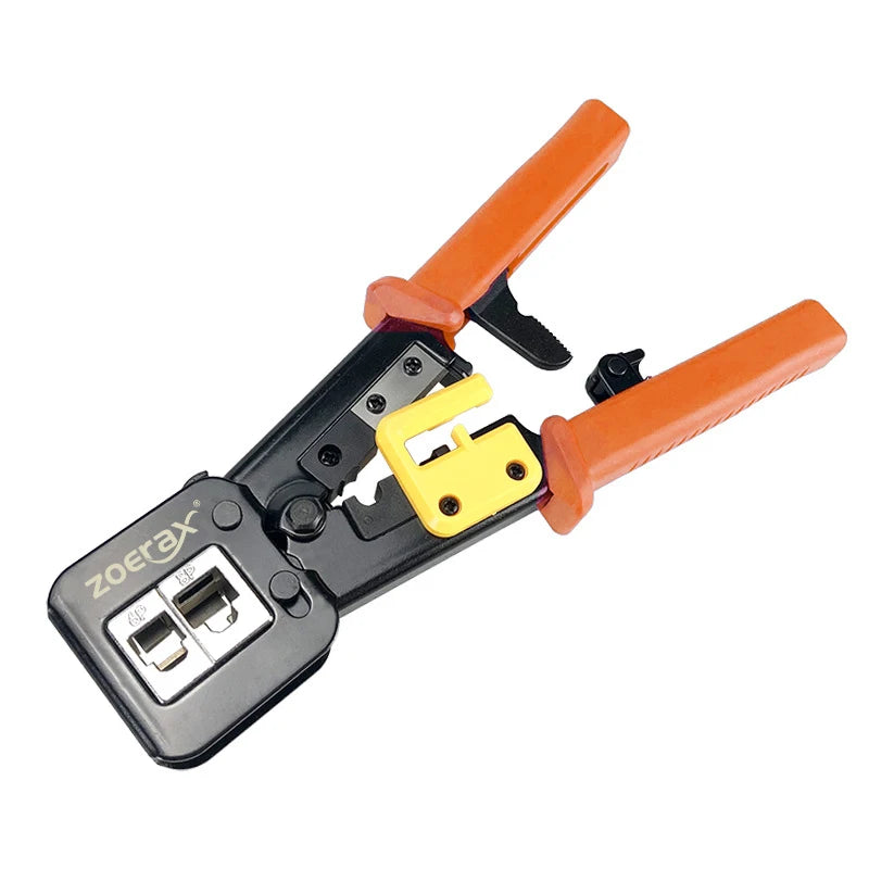 ZoeRax RJ45 Cat6/5e/5 Crimp Tool Kit with 20PCS Cat6 pass through Connectors and Covers, Wire Punch Down Cutter,Cable Tester