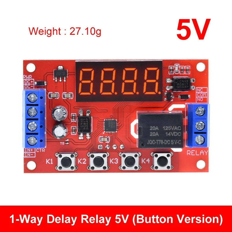 DC 5V 12V 24V 10A Adjustable Time Delay Relay Module 32 Modes LED Digital Timming Trigger Timer Control Switch Pulse Cycle