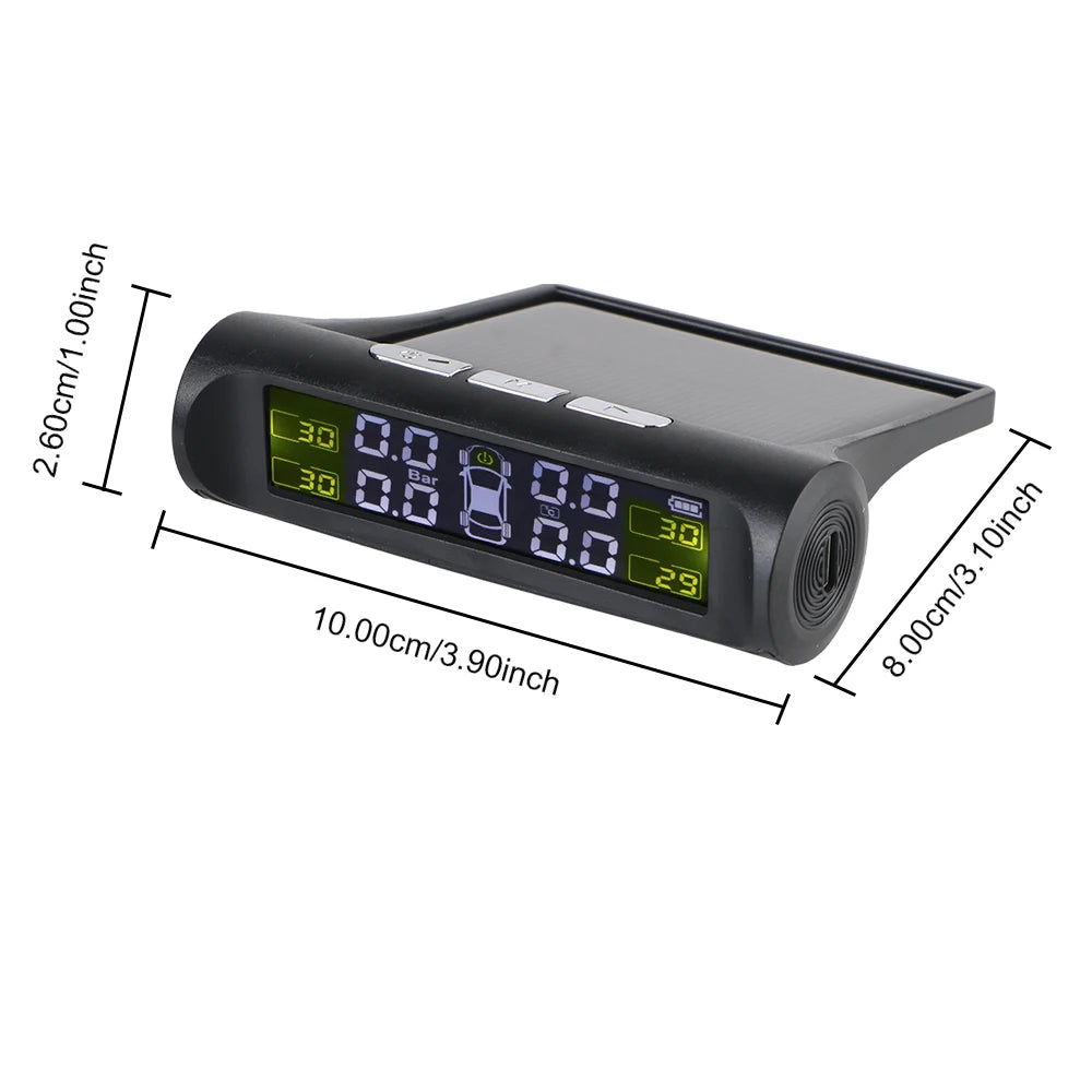 Temperature Warning Fuel Save Tire Pressure Monitoring System Solar TPMS With 4 External Sensors Car Tyre Pressure Monitor