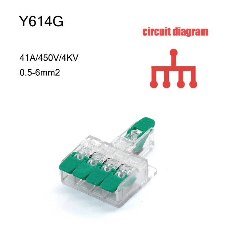 High Power 6mm² Fast Wire Electrical Connectors Universal Compact Splitter Push-in  Cable Wire Connector Fast Terminal Block