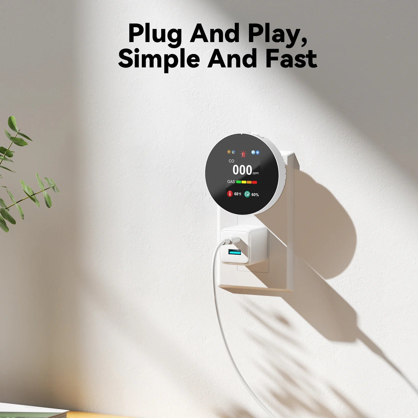 Combination Gas&Carbon Monoxide Detector 4-in-1 Natural Gas Leak&CO Alarm with Temperature&Humidity for Home security protection
