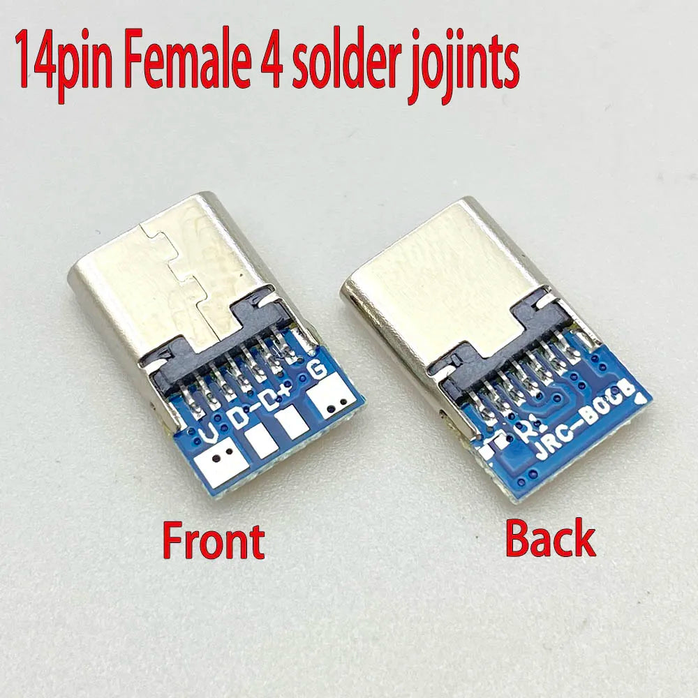 USB Type C Female Connectors Jack With Dual 5.1K Resistors 16pin USB Electric Terminals Welding DIY Data Cable Support PCB Board