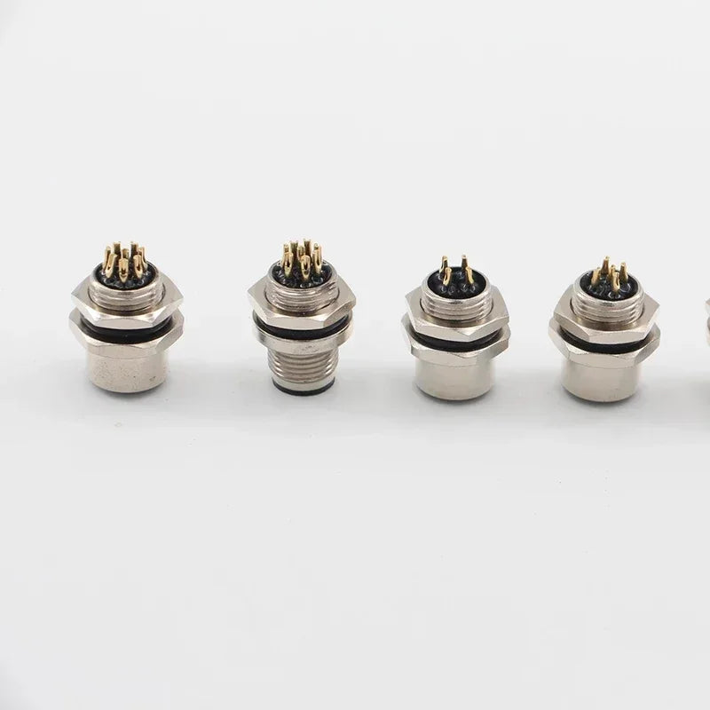 M12 male and female socket  4 5  8  pins weld IP67/68 Install front/rear panel waterproof circular connectors