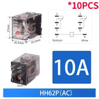 10PCS Miniature Control Relays Small Intermediate Relay AC 12V DC 24V AC220 HH52P HH53P HH54P HH62P HH63P HH64P MY2P MY2NJ