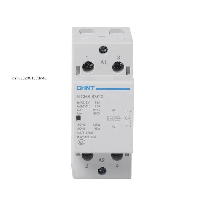 New Original CHINT NCH8-63/20 Modular AC household Mini Contactor 220V 230V 20A 25A 40A 63A 1NO 1NC 2NO 2NC 4NO NCH8-20 25 40