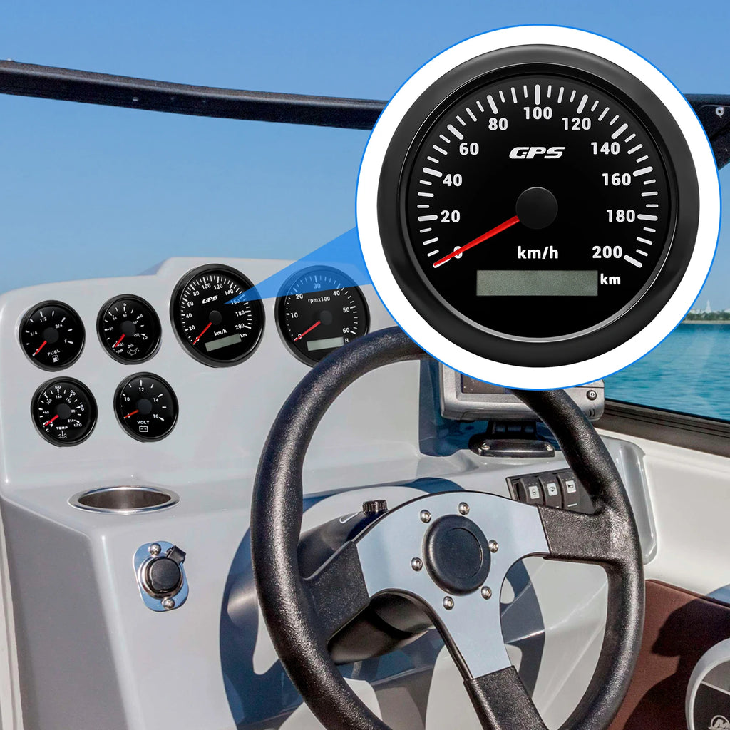60/120/200KMH 85MM GPS Speedometer Gauge 7 Color Light with GPS Antenna Waterproof Motorcycle Boat Car Truck Speed Gauge Meter