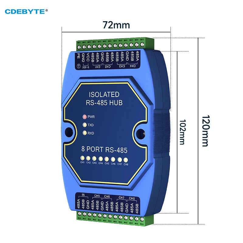 RS485 Hubs Photoelectric Isolation Industrial DC 8-28 V CDEBYTE E810-R Series ESD Protection Power and Signal Isolation