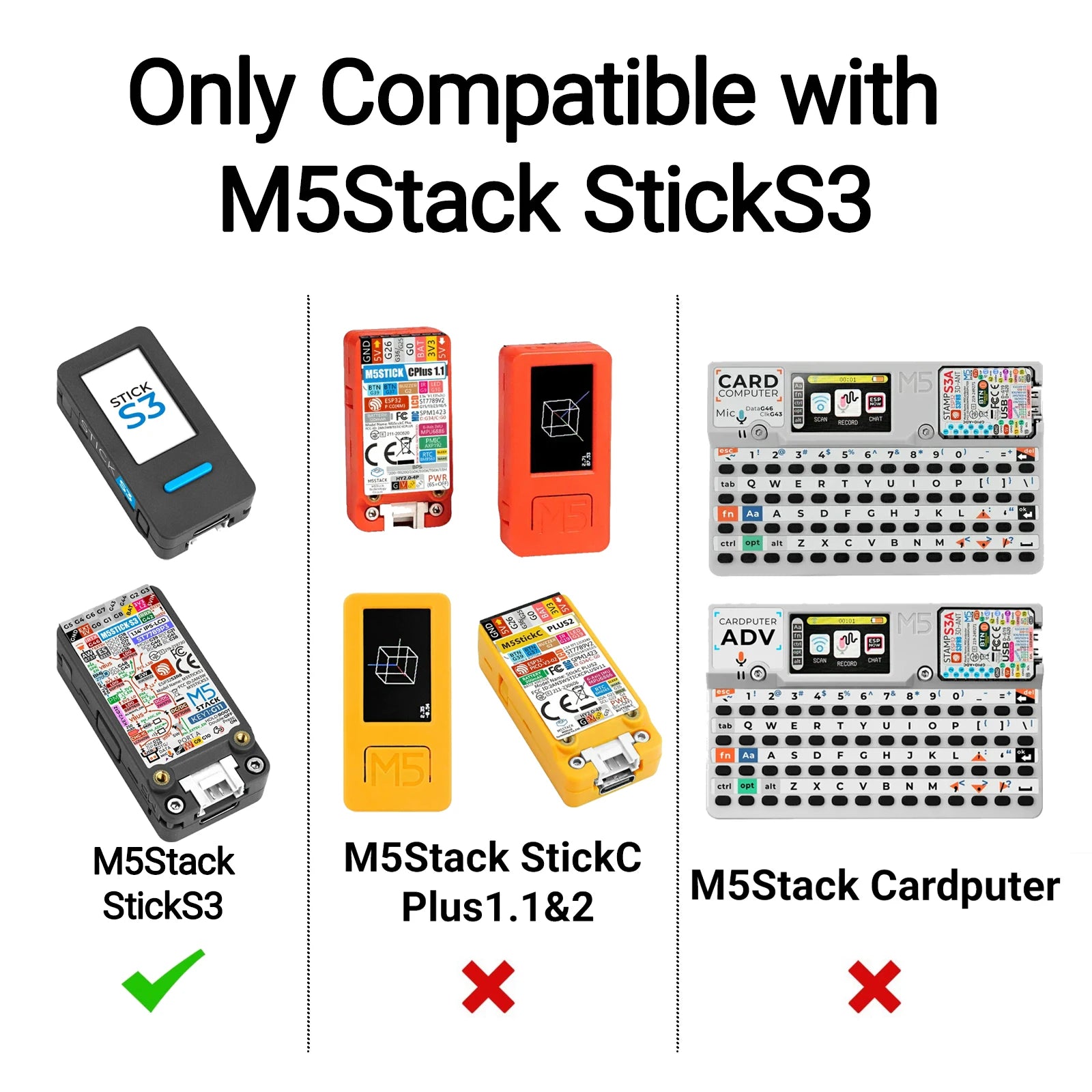M5Stack StickS3 RF Backpack CC1101 433MHz NRF24L01+ PA LNA 2.4G Wireless Sniffer Module For Bruce OS ESP32 Penetration TestBoard