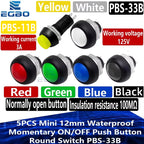 5~10PCS EGBO Mini 12mm Waterproof Momentary ON/OFF Push Button Round Switch PBS-33B PBS-11B For arduino