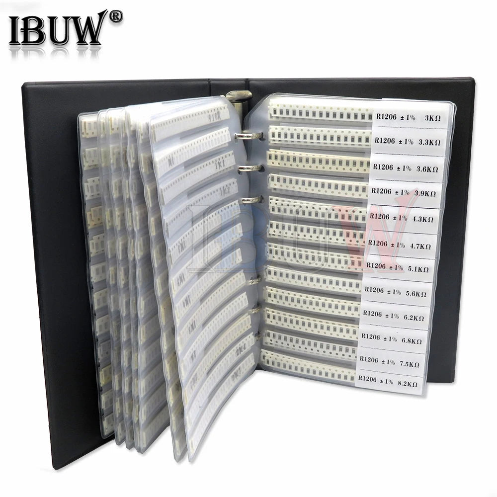 4250PCS 8500PCS 8850PCS 0201 0402 0603 0805 1206 Resistor Sample Book ibuw 5% SMD Assorted Kit 10K 100K 1K 1R 100R 220R