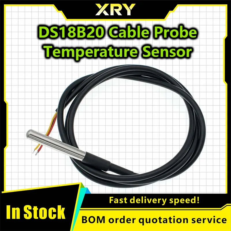 1pcs DS18b20 temperature probe temperature sensor 1M 2M 3M DS1820 Stainless steel package Waterproof 18B20 100cm/200cm/300cm