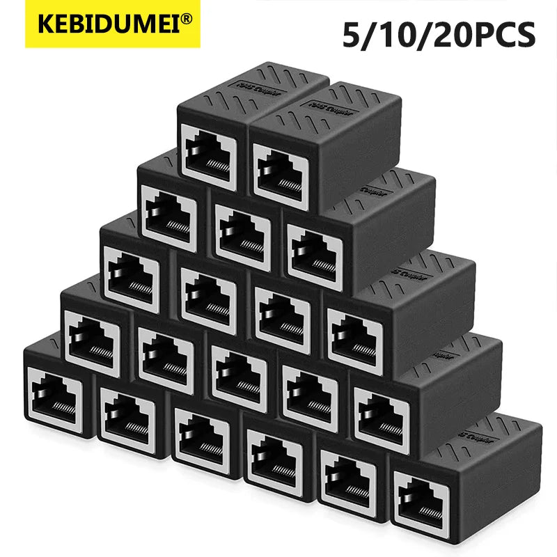 20/10/5Pcs RJ45 Coupler RJ45 Ethernet Connector Cat6 6A Cat5 5e Adapter Gigabit Network Extender Female to Female Adapter For PC