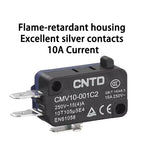 Micro Limit Switch CNTD CMV10‑001C, Snap‑Action Push Button Switch, Plastic Housing, 1NO 1NC 10A 250VAC, for Industrial Automati