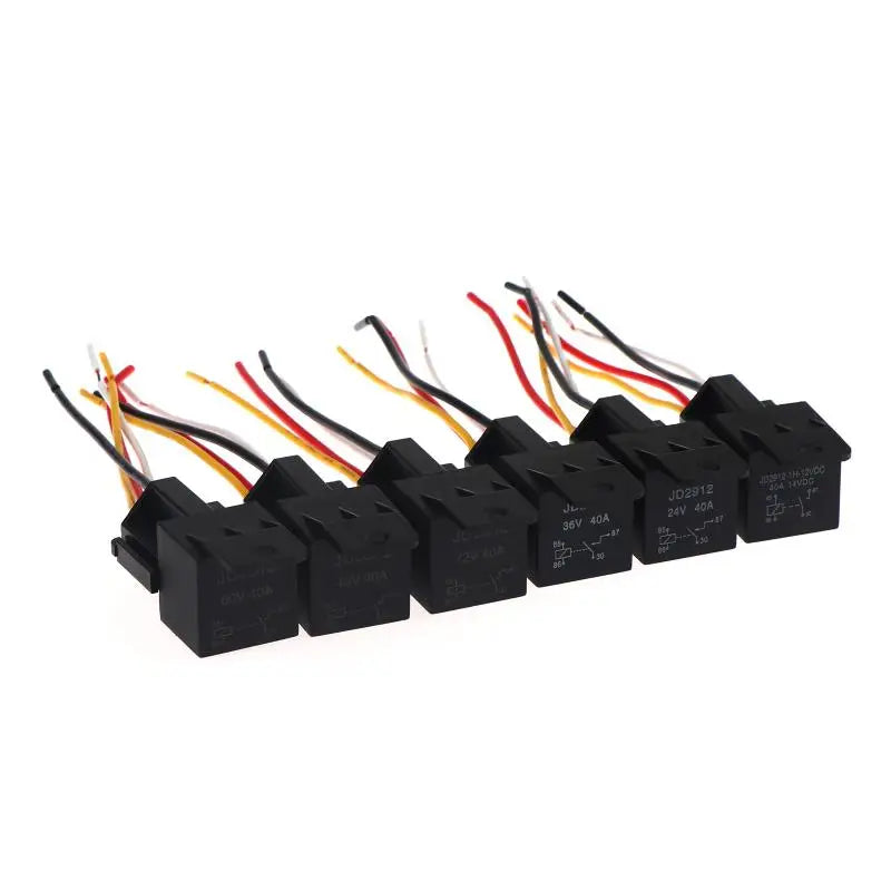 40A 12V-72V Automotive Relay 4/5Pin with Interlocking Socket Heat Resistant for Truck Van Moto Daily Use