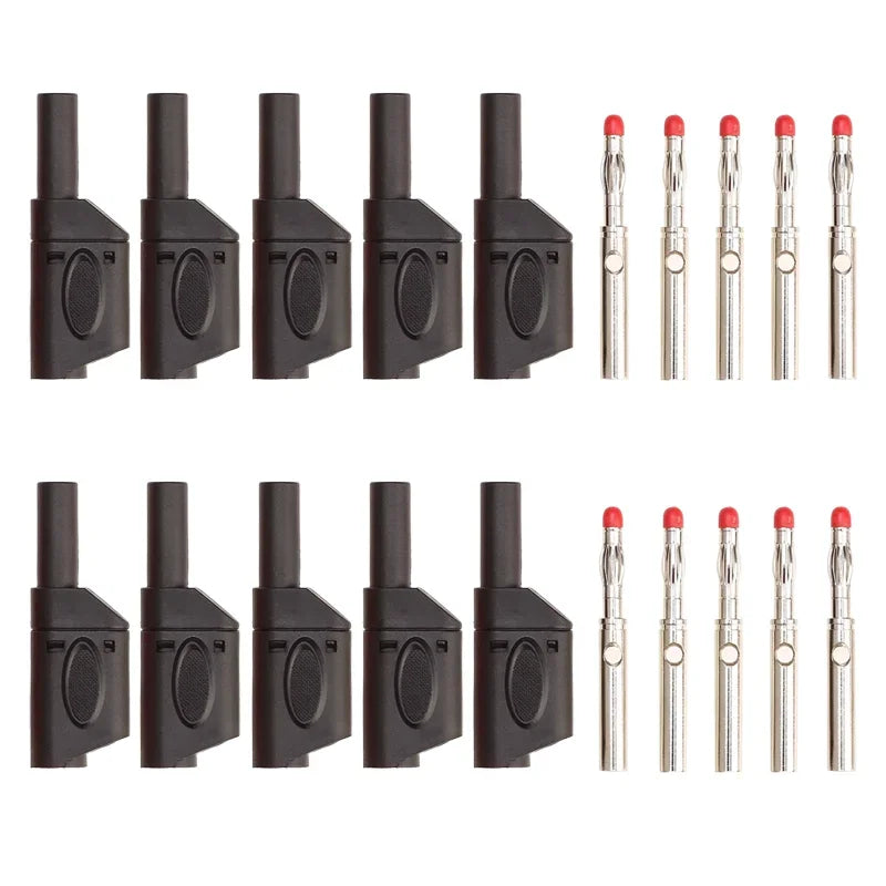 10PCS 4mm Stackable Banana Plug Sheath Retractable Solder Connector Nickel-plated Lantern Plug Red Black