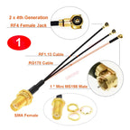 10PCS/LOT DIY SMA to IPX Splitter SMA Female to 1xMini MS156 +2x MHF4 RF4 Female RG178 RF1.13 Cable Antenna Jumper Pigtail